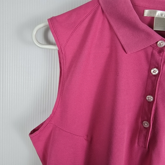 NIKE Women's Golf Victory Polo, Hot Pink Force, Large 12-14 Sleeveless Collared - Picture 4 of 9